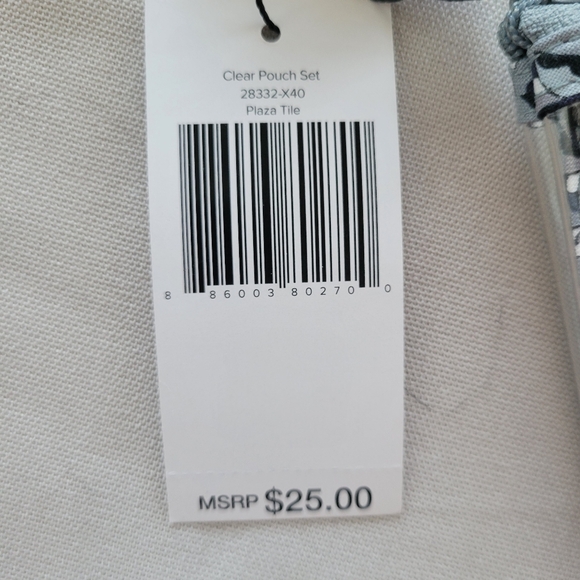 Vera Bradley Clear See through Pouch Wash Me Wear Me Travel Bag-Plaza Tile - Picture 4 of 4